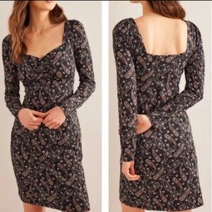 Boden Sweetheart Jersey Mini Dress in Paisley Bloom Print Size 8